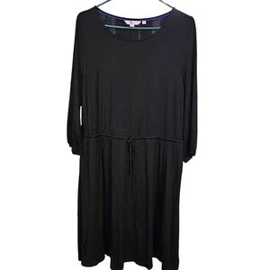 Boden Dress Womens 12 R Black Knee Long 3/4 Sleeve Viscose Stretch Thin